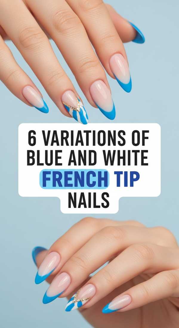 6 Variations Of Blue And White French Tip Nails 69fc7f6f4a626