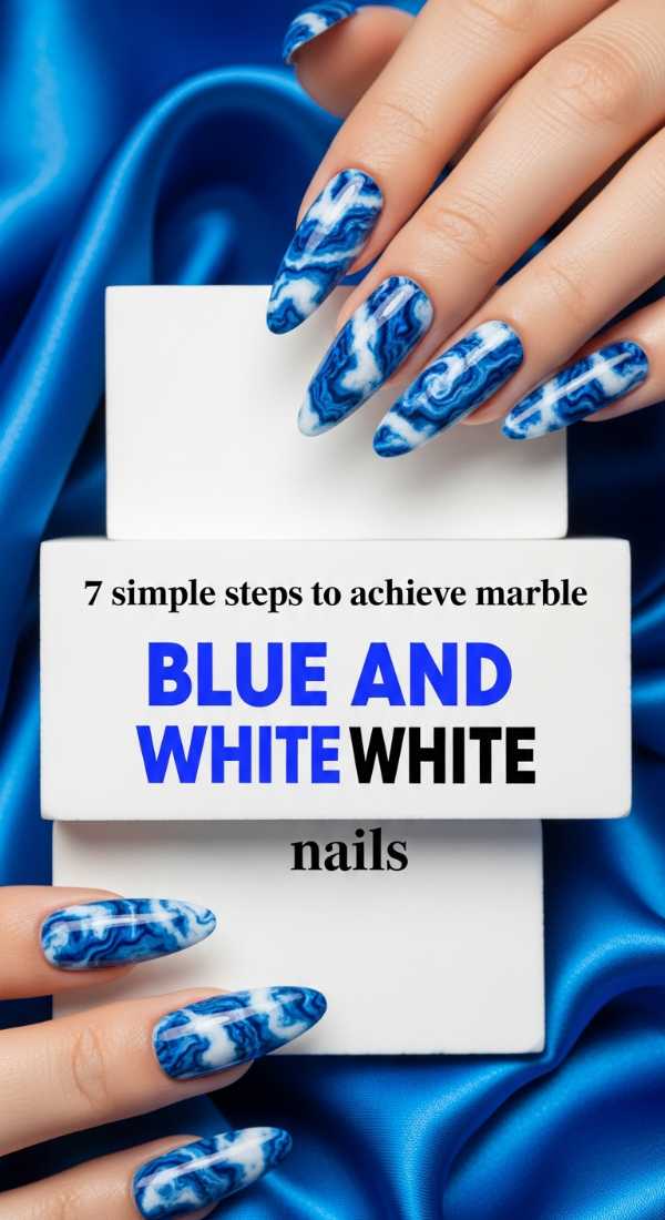7 Simple Steps To Achieve Marble Blue And White Nails 69fc7f57891d0