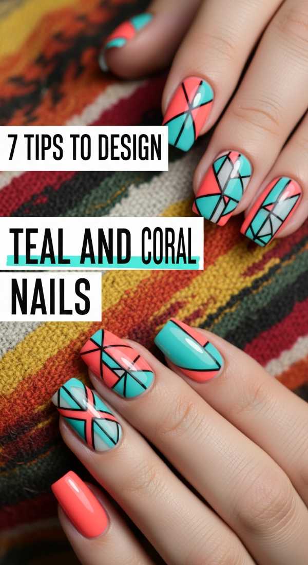 7 Tips To Design Teal And Coral Nails 6a059ca4766ab