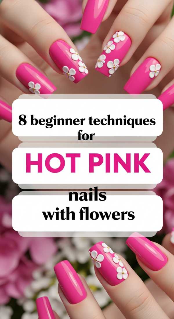 8 Beginner Techniques For Hot Pink Nails With Flowers 6a05a3e783442