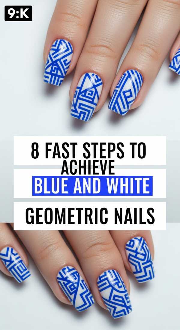 8 Fast Steps To Achieve Blue And White Geometric Nails 69f4c3231d9ea