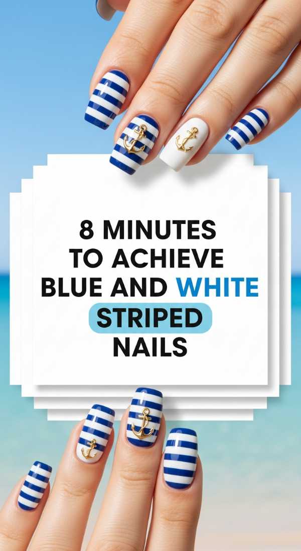8 Minutes To Achieve Blue And White Striped Nails 69fc7f6e5ff09