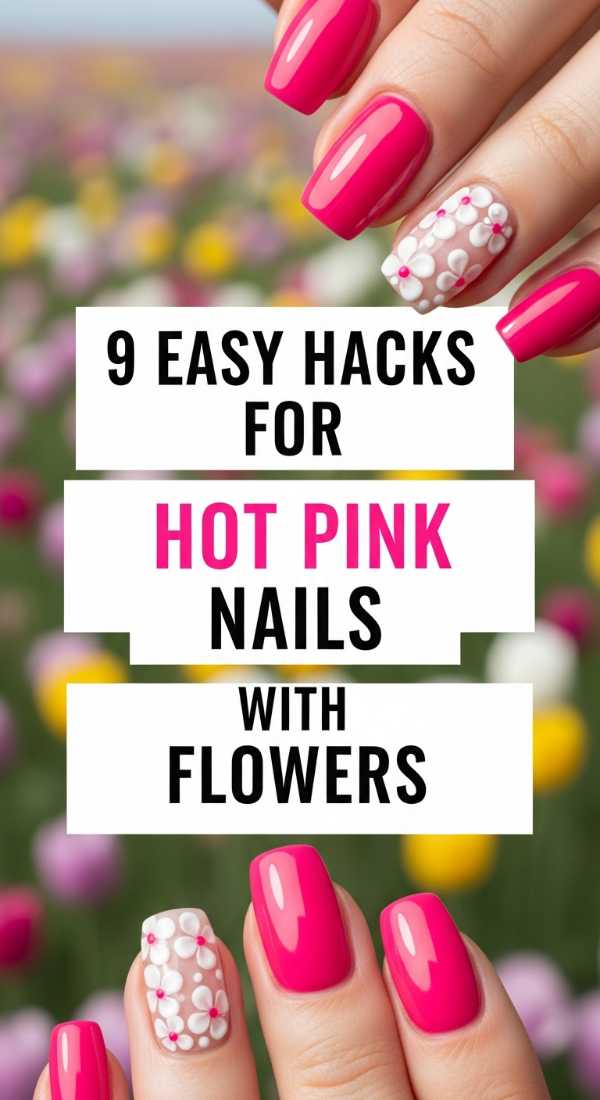 9 Easy Hacks For Hot Pink Nails With Flowers 6a059cb15741f