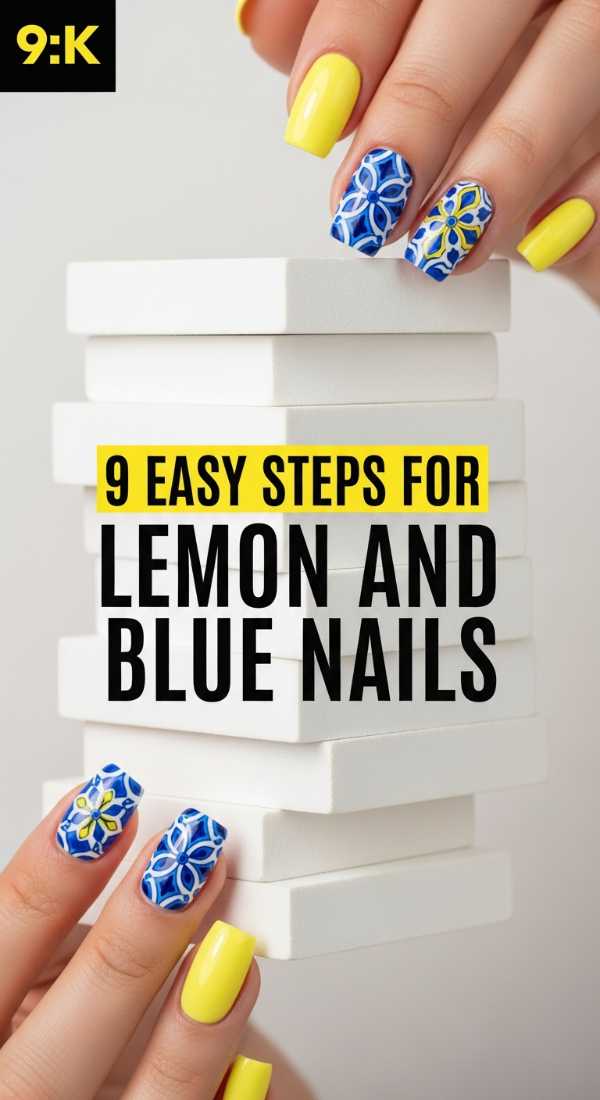 9 Easy Steps For Lemon And Blue Nails 6a0595dd4f43c