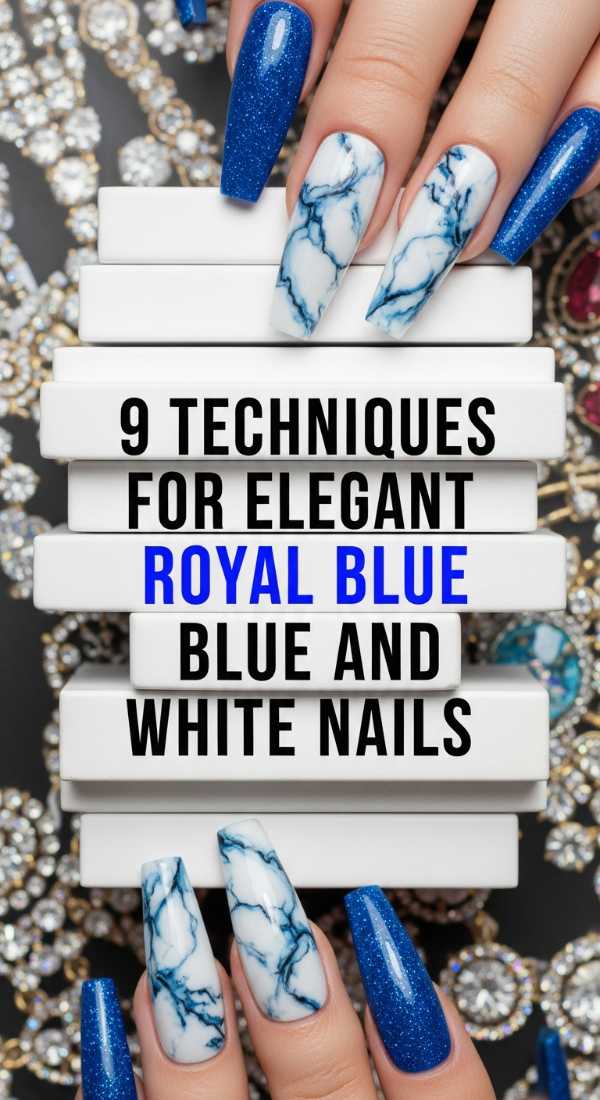 9 Techniques For Elegant Royal Blue And White Nails 69fc7f61714a7