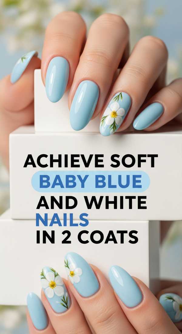 Achieve Soft Baby Blue And White Nails In 2 Coats 69fc7f61154b0