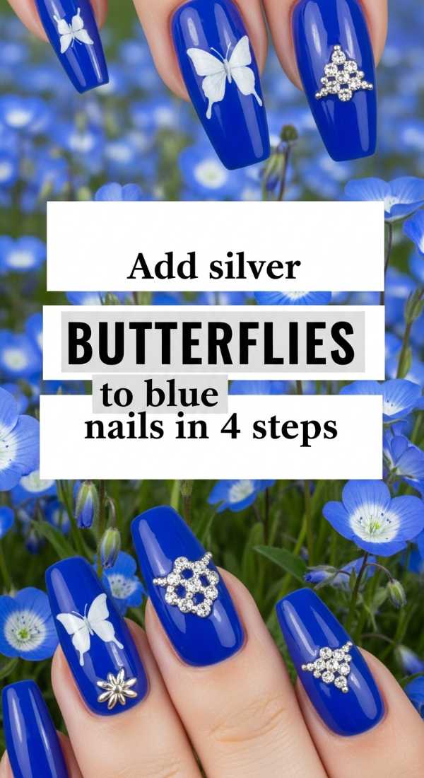 Add Silver Butterflies To Blue Nails In 4 Steps 69fc7e69cf6a5
