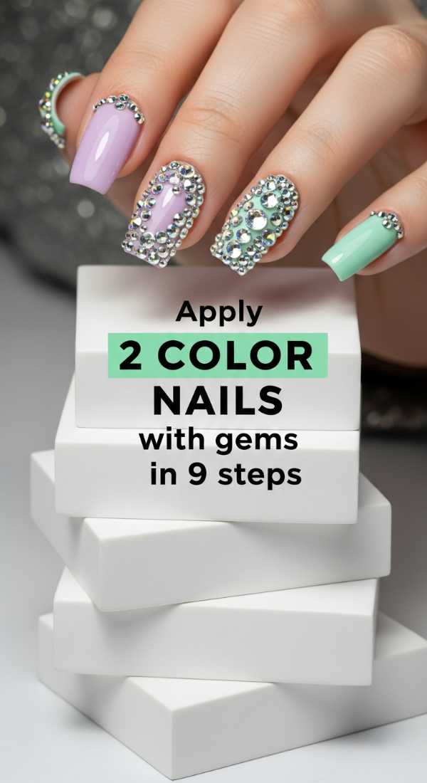 Apply 2 Color Nails With Gems In 9 Steps 6a0f0b93bfcfc