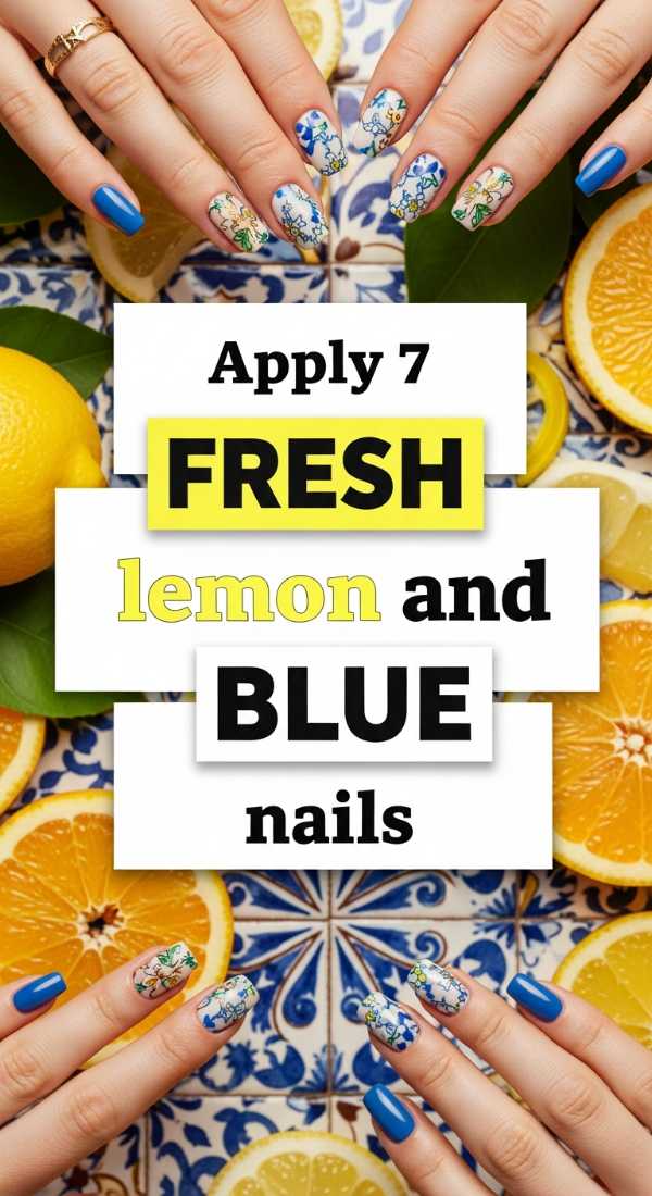 Apply 7 Fresh Lemon And Blue Nails 6a059b2492404