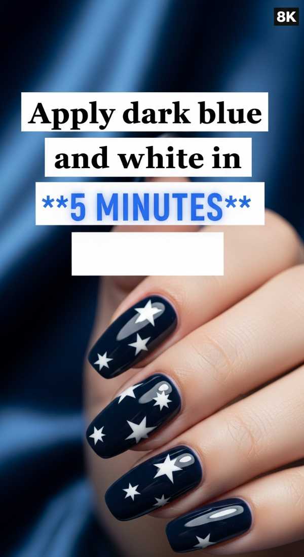 Apply Dark Blue And White Nails In 5 Minutes 69f4c32757856