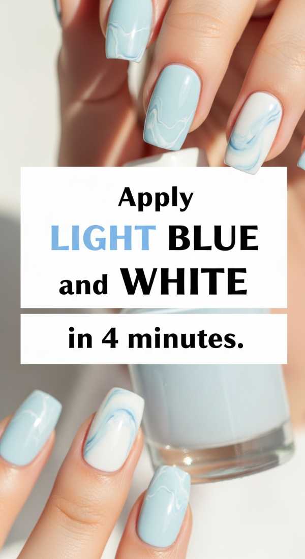 Apply Light Blue And White Nails In 4 Minutes 69fc7e627d5b9
