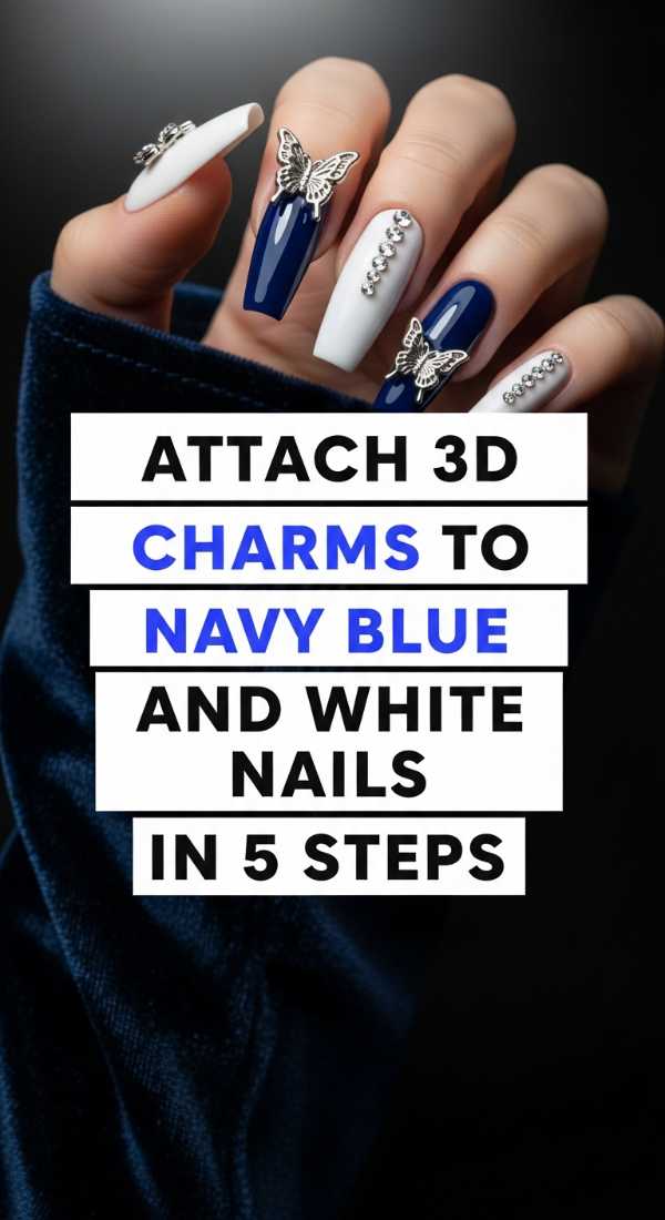 Attach 3d Charms To Navy Blue And White Nails In 5 Steps 69fc92eee2d49