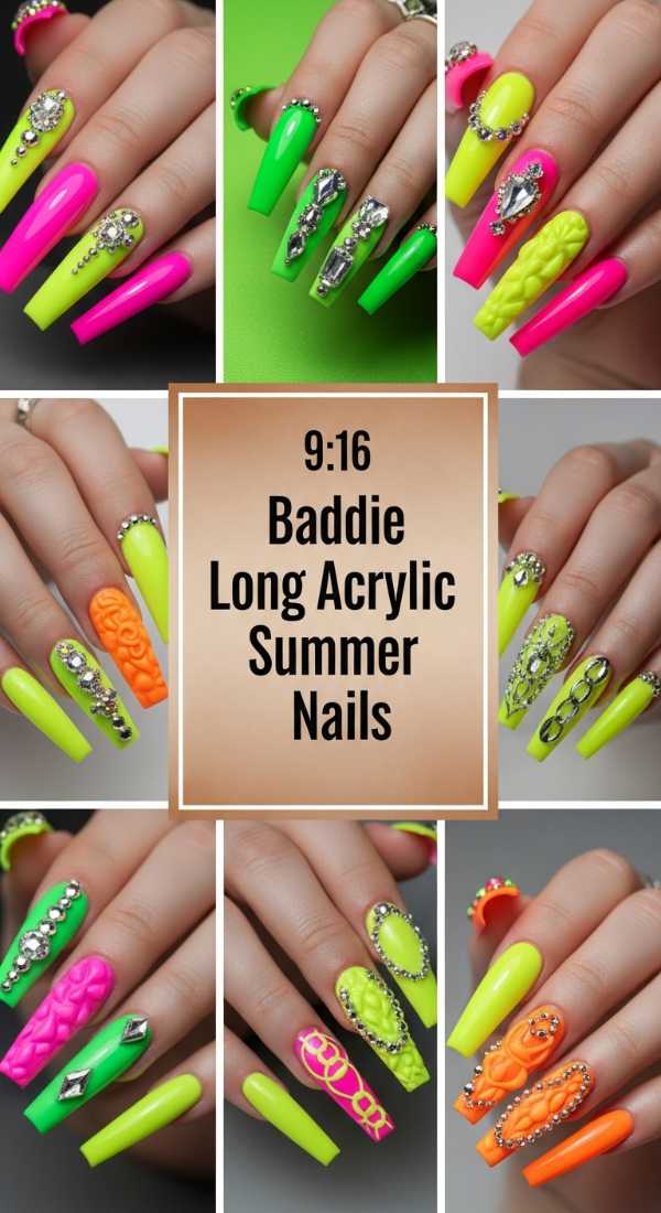 Baddie Long Acrylic Summer Nails 6a006b5cdf9c3