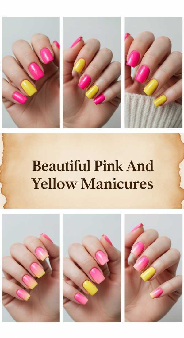 Beautiful Pink And Yellow Manicures 6a006c7a85bfa