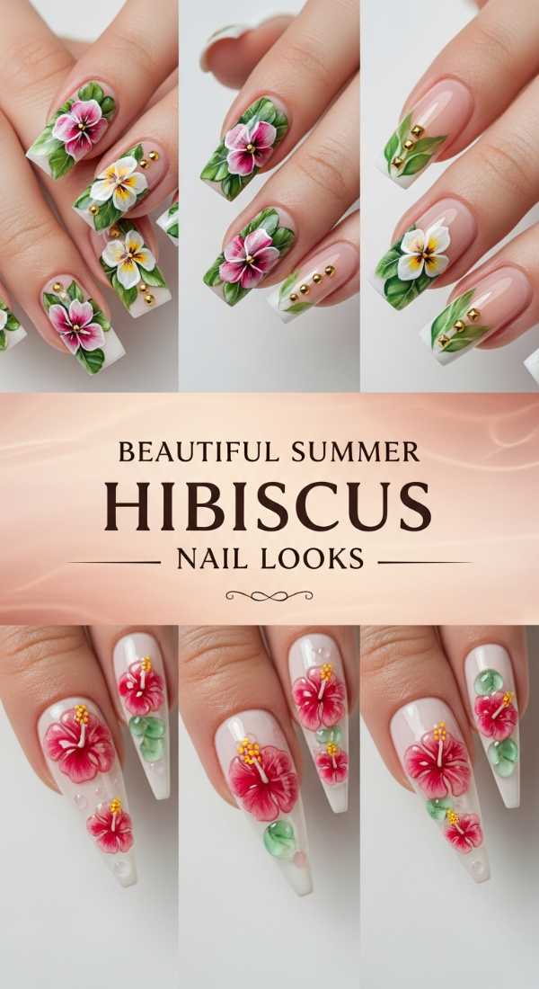 Island Elegance: Why Luxury Tropical Nails are This Summer's Hottest Trend Beautiful Summer Hibiscus Nail Looks 6a134c6095fa9
