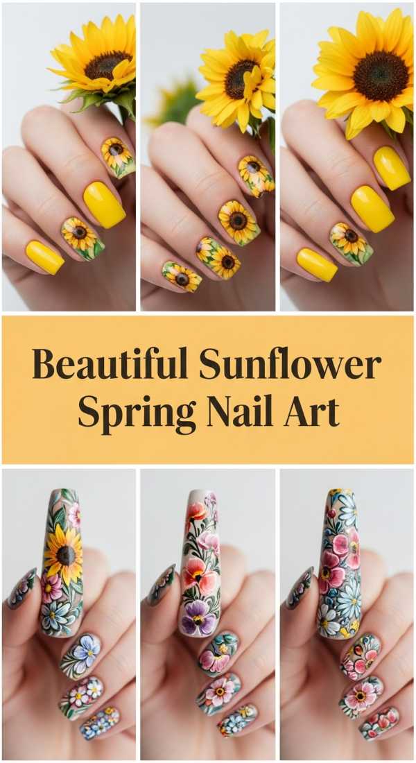 Beautiful Sunflower Spring Nail Art 69ff6c16c8729