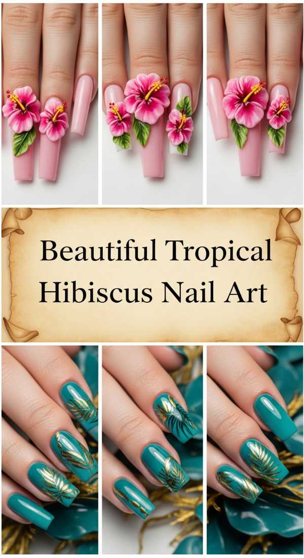Beautiful Tropical Hibiscus Nail Art 6a1340a89e9c1