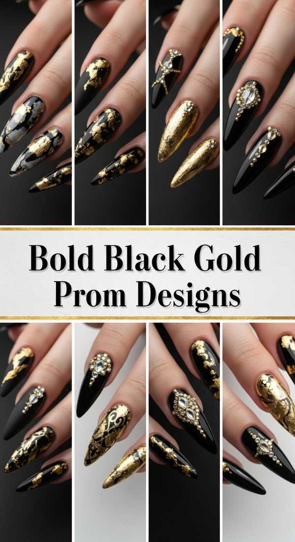 High-Fashion Fingertips: The 2026 Luxury Spring/Summer Nail Edit Bold Black Gold Prom Designs 69ff6bfb4cca9