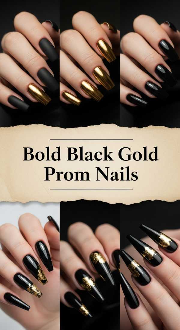 Bold Black Gold Prom Nails 69ff6dadc0831