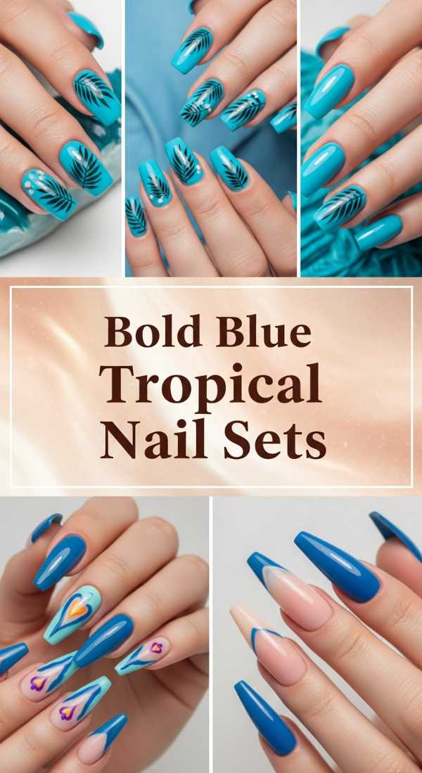 Bold Blue Tropical Nail Sets 69ff6d969f8b5