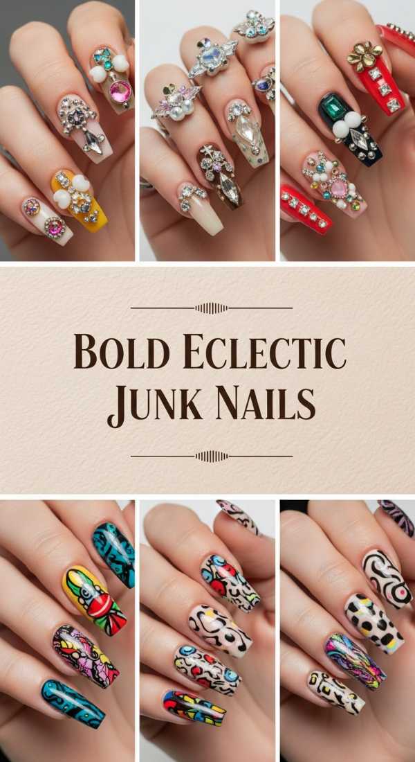 Beyond the Basics: Bold and Colorful Nail Designs for Every Occasion Bold Eclectic Junk Nails 6a08aefa4d61e