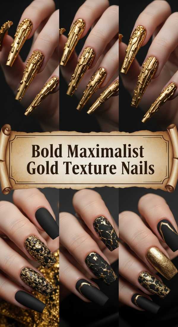 Bold Maximalist Gold Texture Nails 6a0859cc458b1