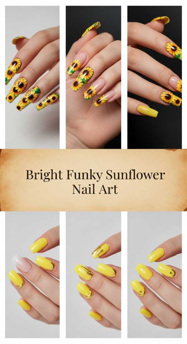 Bright Funky Sunflower Nail Art 69ff6d9fbbc04