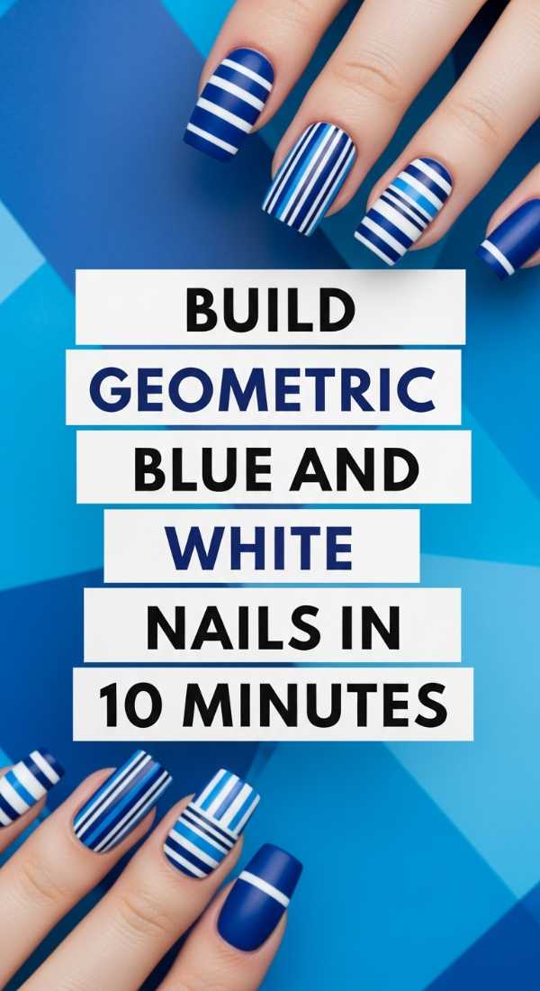 Build Geometric Blue And White Nails In 10 Minutes 69fc7e4ef021a