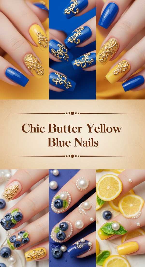 Chic Butter Yellow Blue Nails 6a08aec5b05c3