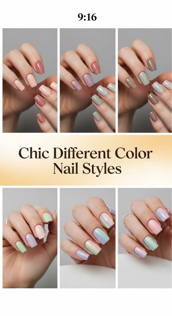 Beyond the Monochrome: 10 Vibrant Multi-Colored Nail Ideas to Try Chic Different Color Nail Styles 6a08b1b5a2707