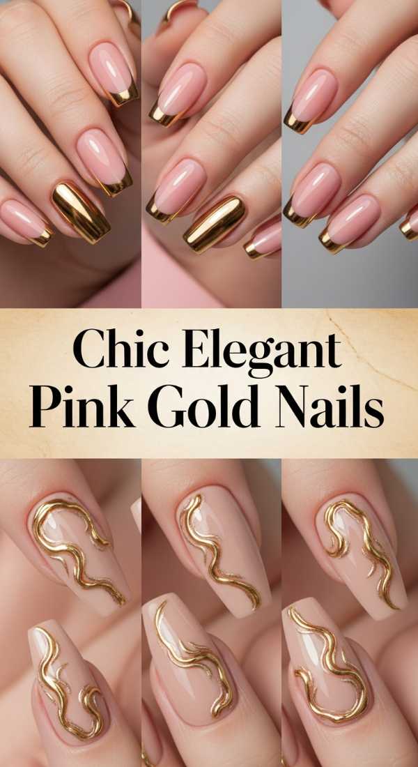 Chic Elegant Pink Gold Nails 6a085b59de9cb
