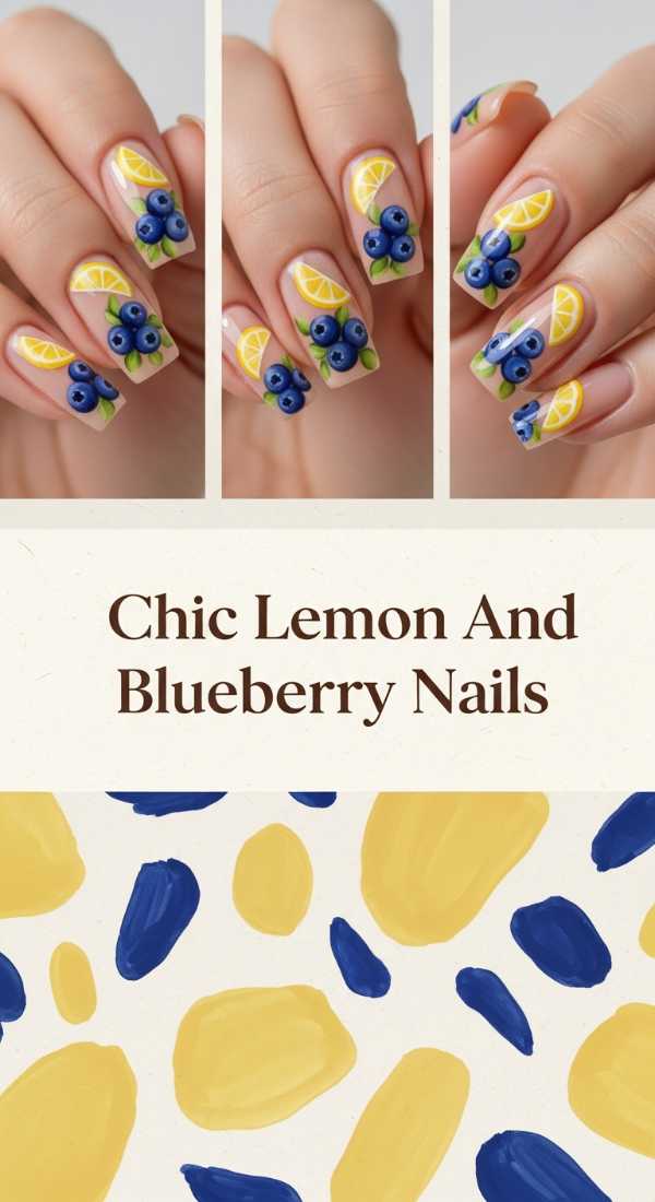 Chic Lemon And Blueberry Nails 69ff6d9bab13f