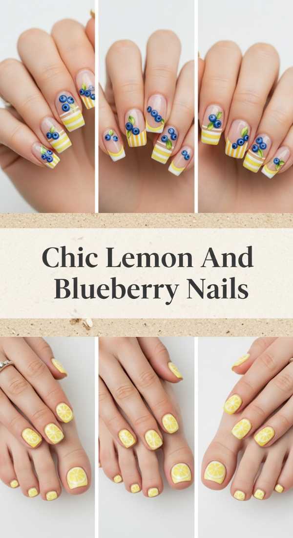 Chic Lemon And Blueberry Nails 69ff6db9ccaa3