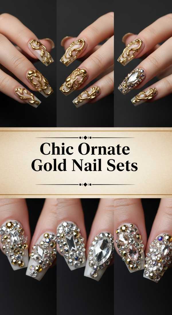 Chic Ornate Gold Nail Sets 6a085842c9e2f