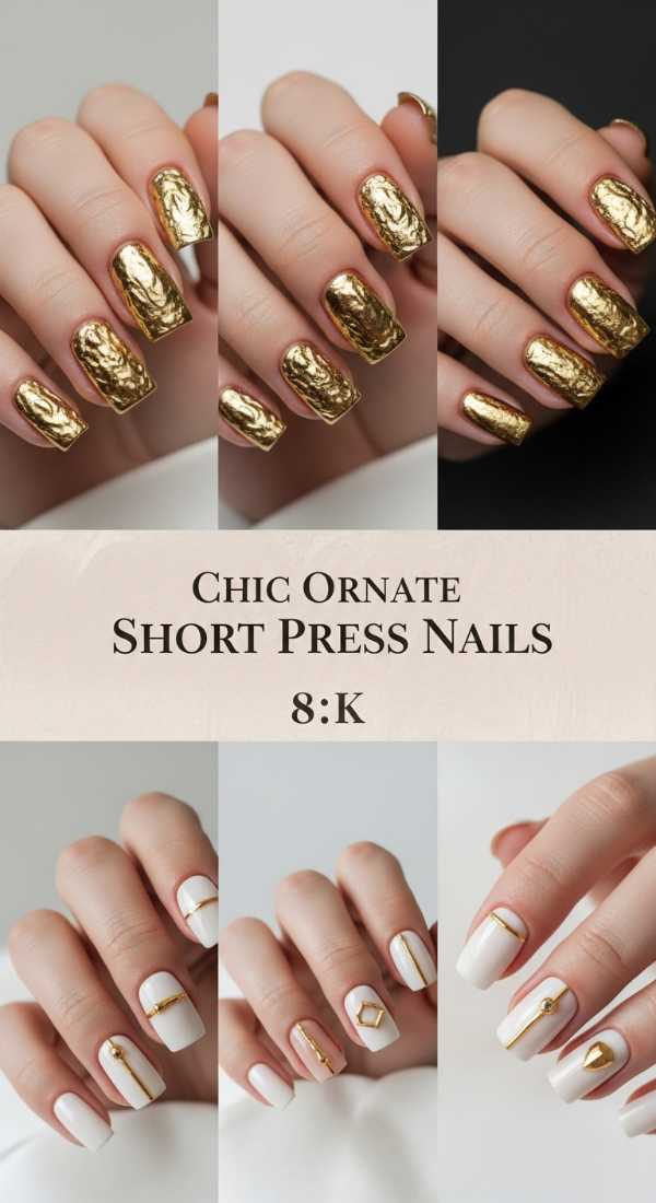 Chic Ornate Short Press Nails 6a085840404f3