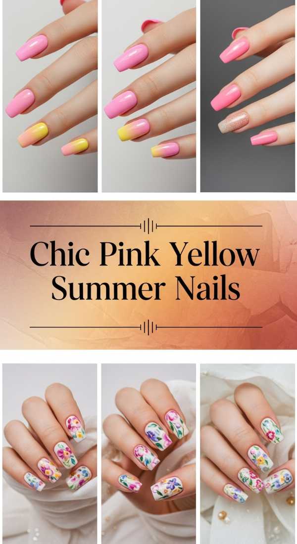 Chic Pink Yellow Summer Nails 6a006c628c378