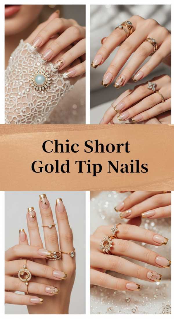 Chic Short Gold Tip Nails 6a08581d64b8c