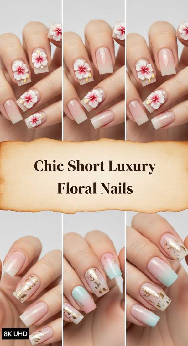 Island Elegance: Why Luxury Tropical Nails are This Summer's Hottest Trend Chic Short Luxury Floral Nails 6a134c644ade9