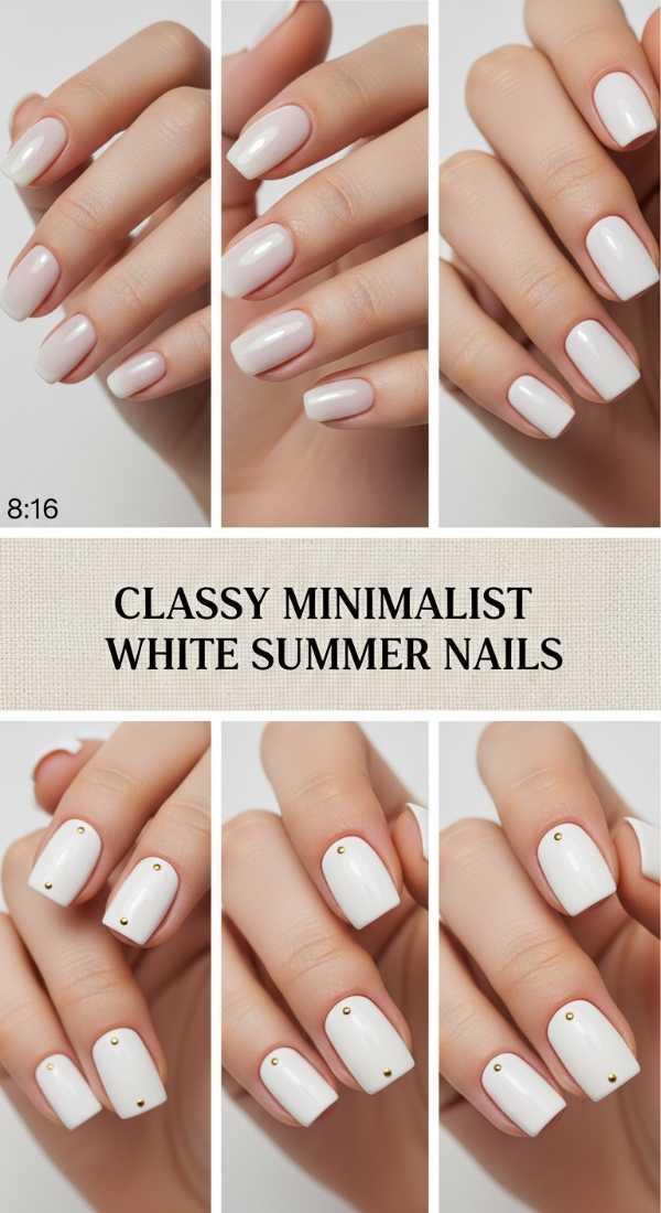 Classy Minimalist White Summer Nails 6a006c766926e