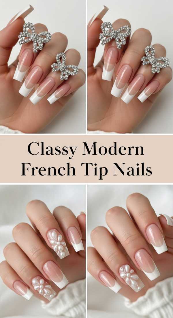 Classy Modern French Tip Nails 6a1343d1c5666