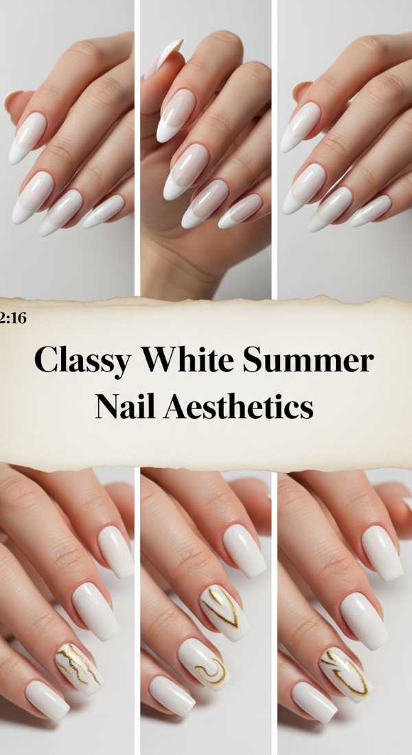 Classy White Summer Nail Aesthetics 6a006c5d55117