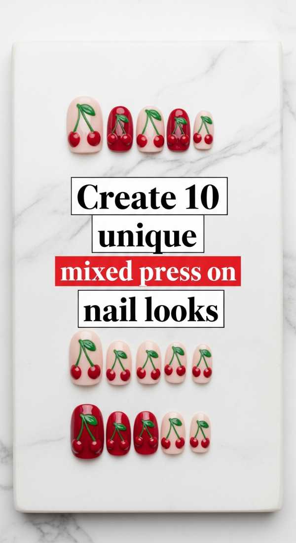 From Basic to Berry: Master the Cherry Aesthetic with These Press On Hacks Create 10 Unique Mixed Press On Nail Looks 6a058dbe1c000
