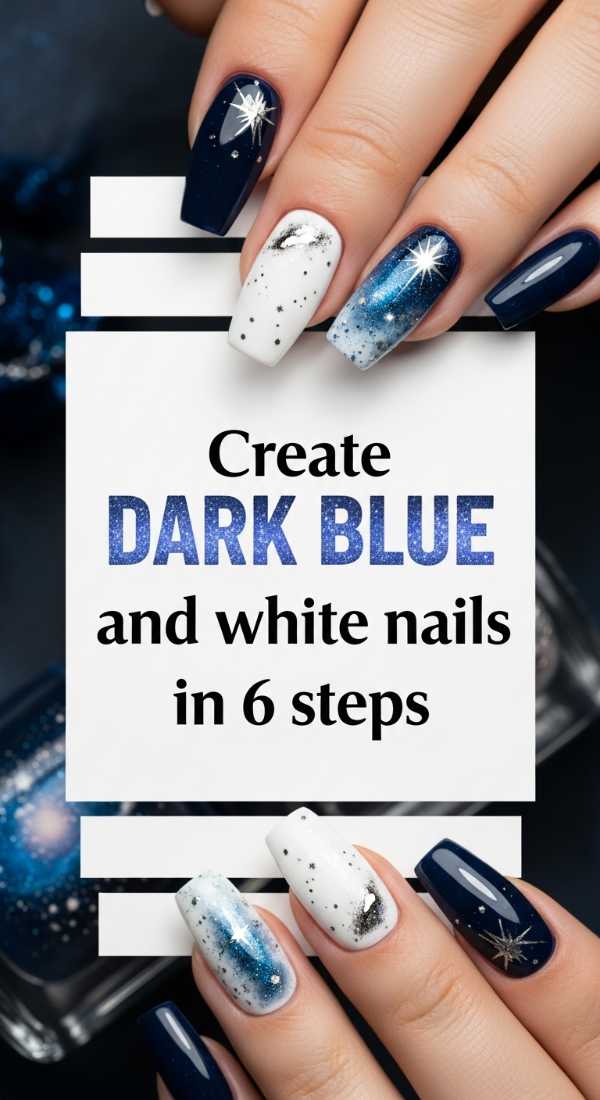 Create Dark Blue And White Nails In 6 Steps 69fc7f65c15d9