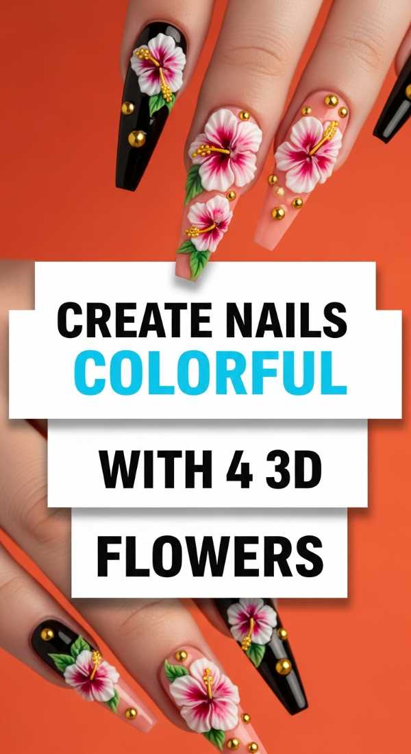 Create Nails Colorful With 4 3d Flowers 6a0f112654167