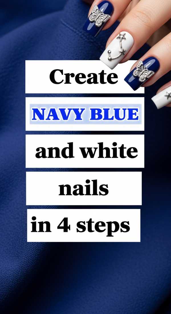 Create Navy Blue And White Nails In 4 Steps 69fc7e5533950