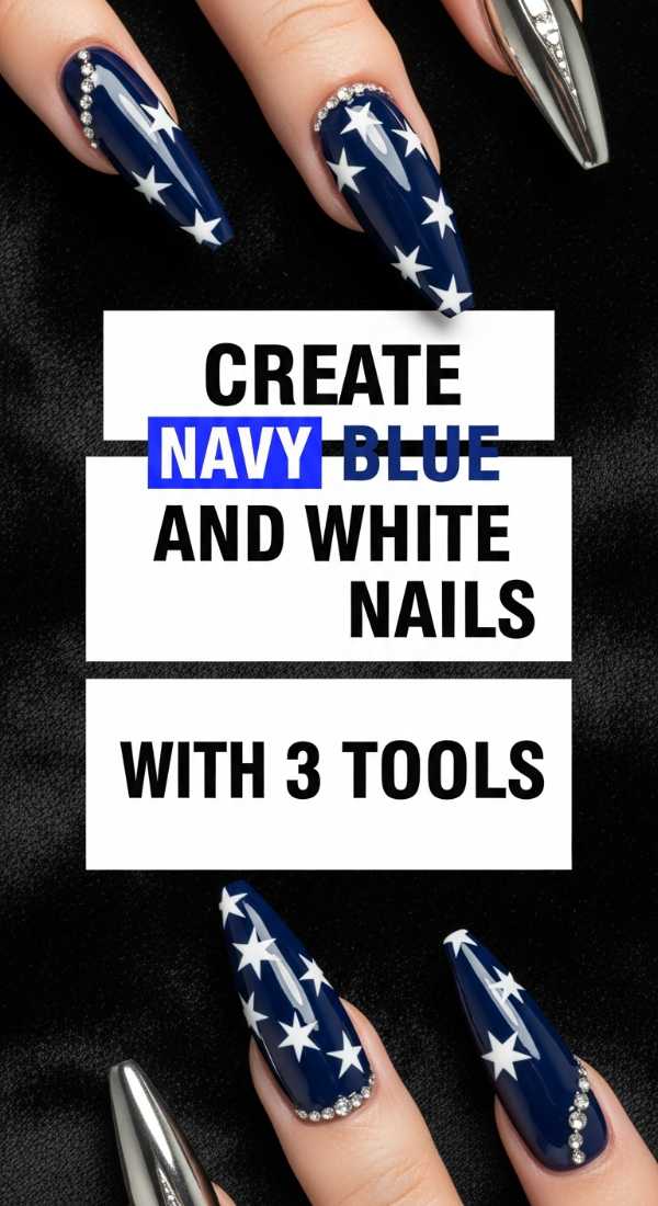 Create Navy Blue And White Nails With 3 Tools 69fc7f6002580