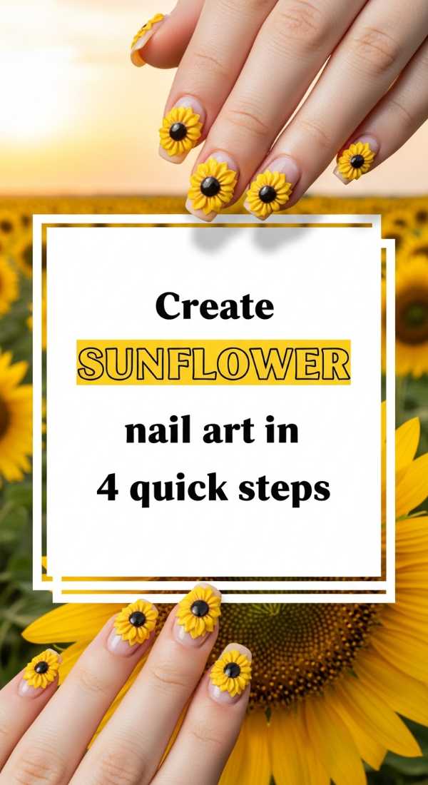 Create Sunflower Nail Art In 4 Quick Steps 6a033a194c777