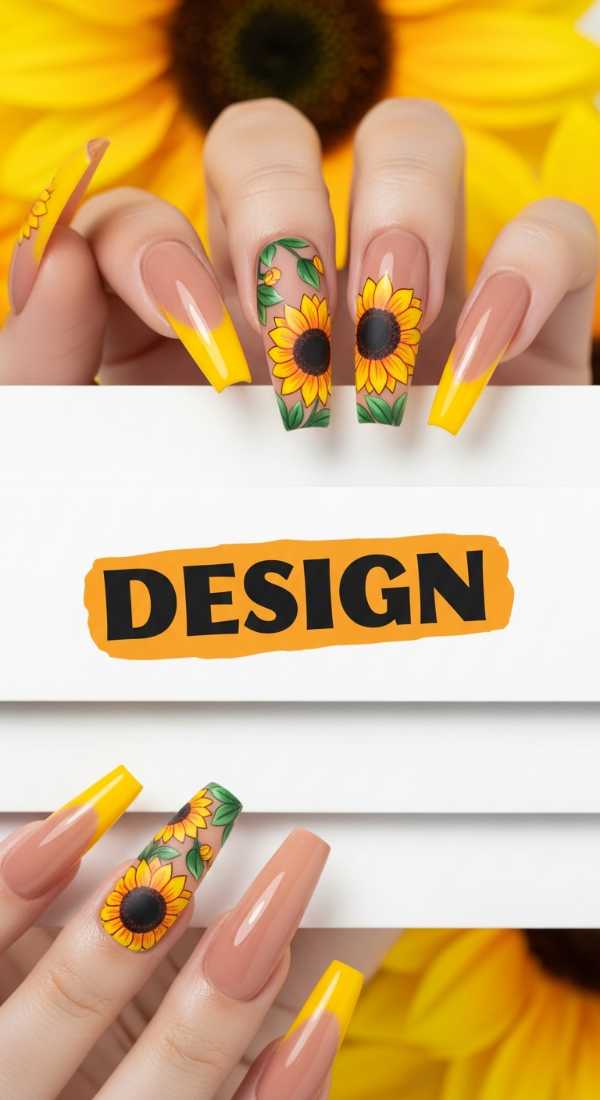 Create This Sunflower Nails Design In 4 Minutes 69f5e2b2d4eea