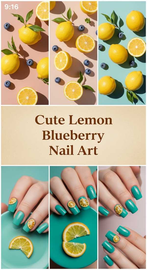 Cute Lemon Blueberry Nail Art 69ff6bf851c5d