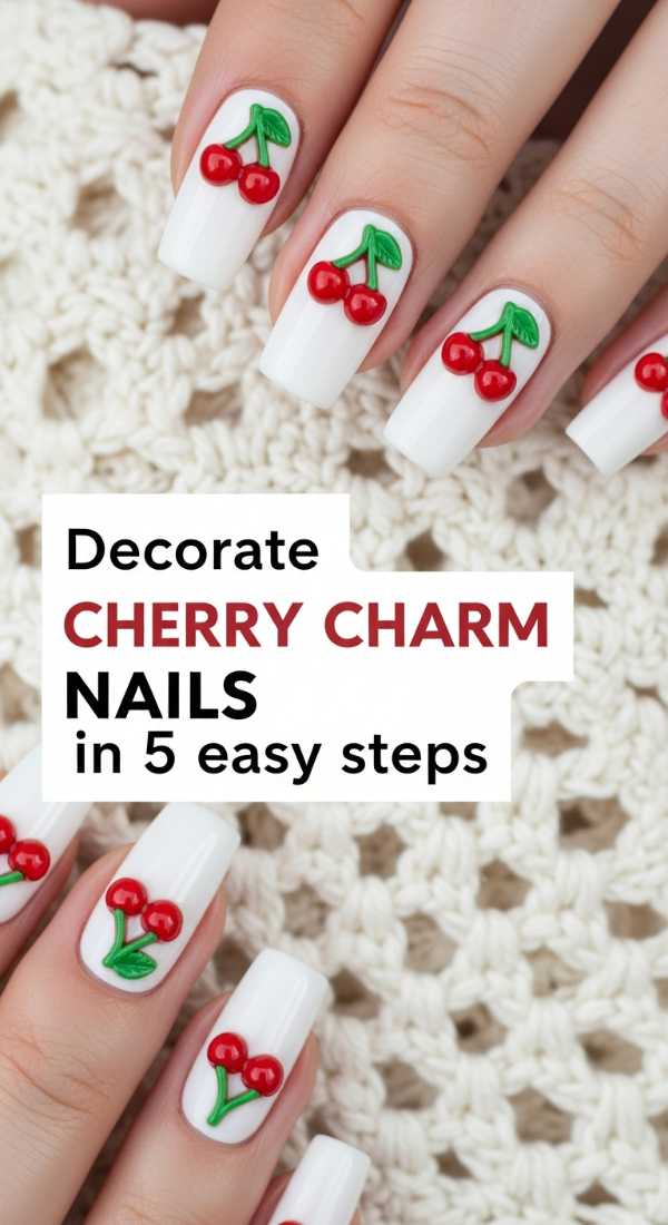 Sunkissed Tips: 10 Easy DIY Summer Nail Art Tutorials Decorate Cherry Charm Nails In 5 Easy Steps 6a058dd1eb4f0